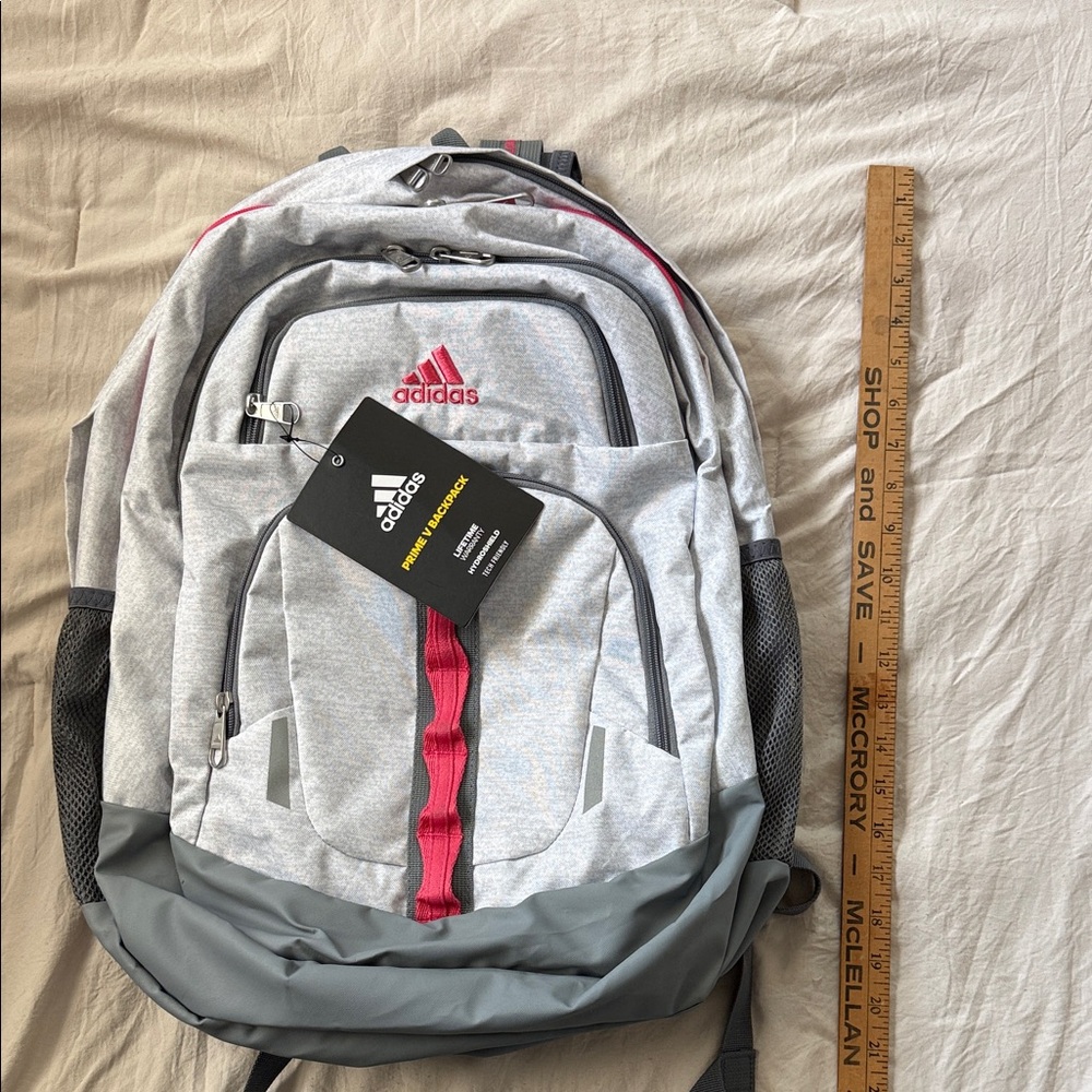 Adidas Gray and Pink Prime V Backpack NWT